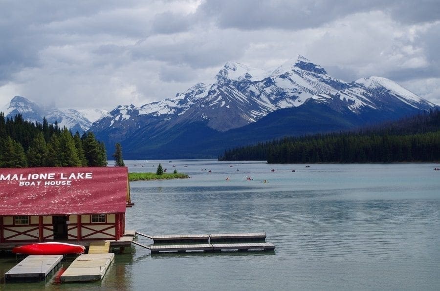 Boats on Water At Maligne Lake Boats on Water At Maligne Lake