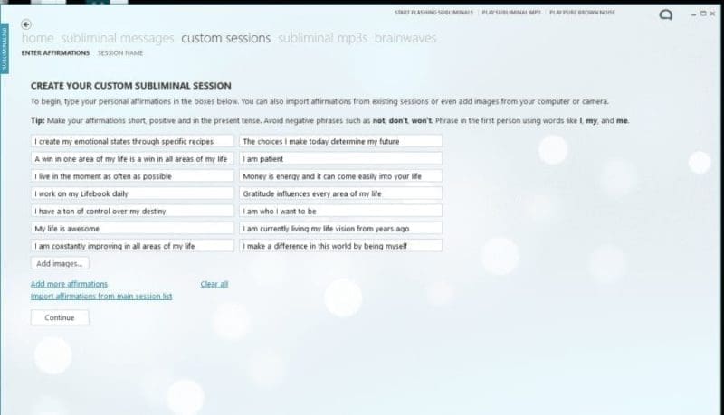 Subliminal 360 and lifebook affirmations