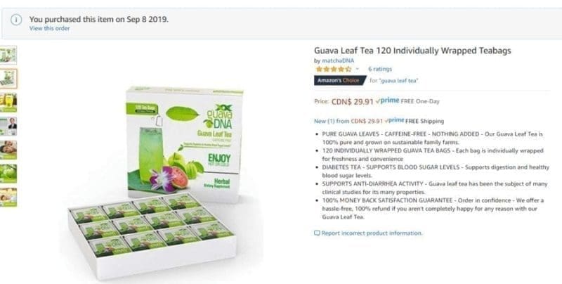 Guava tea from amazon thanks to the sleep quest