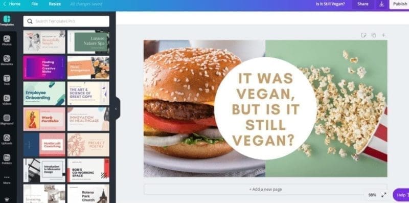 Working on picture in Canva dashboard for blog post