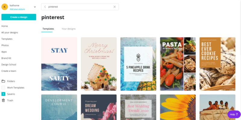 Pinterest Canva search