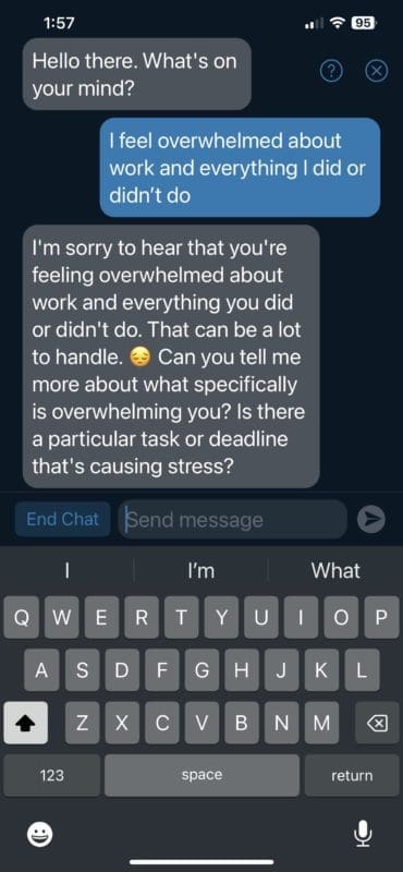 Clarity app 'AI chatbox conversation'