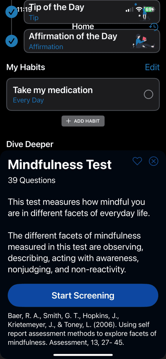 The Mindfulness test on clarity