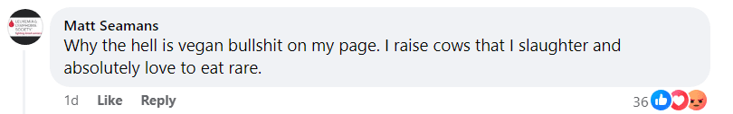 vegan comment