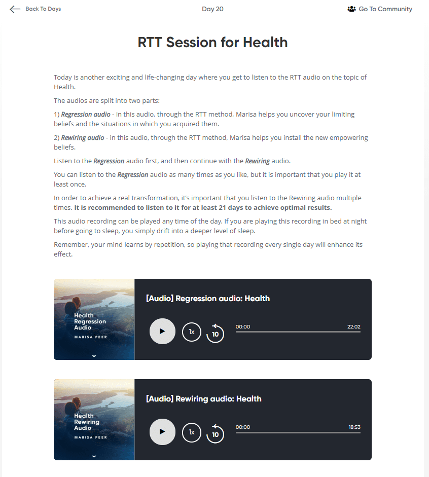 rapid transformational therapy screenshot