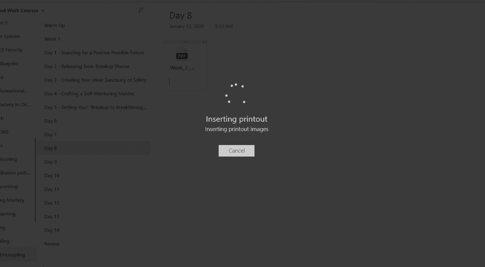 inserting printout pages