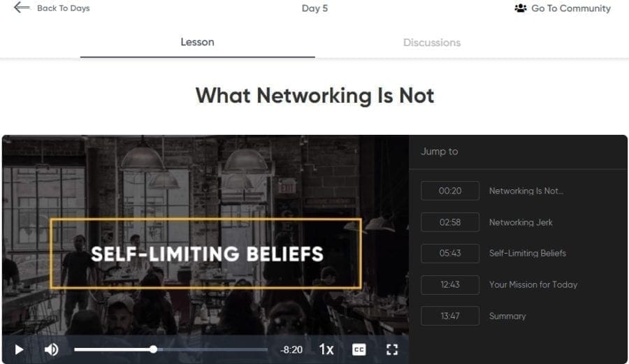 Mastering Authentic Networking quest by Keith Ferrazzi screenshot of what networking is not day Mastering Authentic Networking quest by Keith Ferrazzi screenshot of what networking is not day