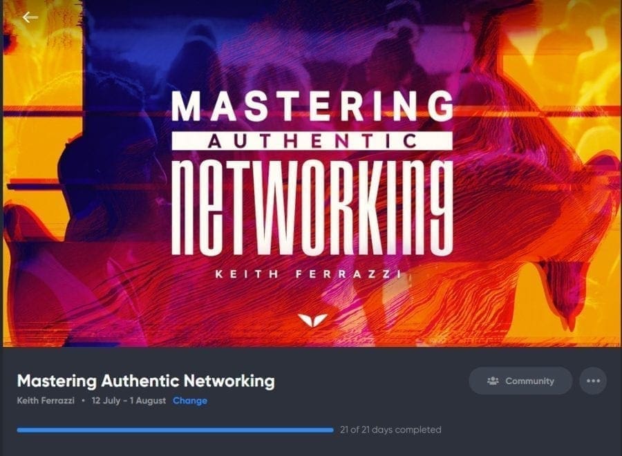 Mastering Authentic Networking quest by Keith Ferrazzi screenshot Mastering Authentic Networking quest by Keith Ferrazzi screenshot